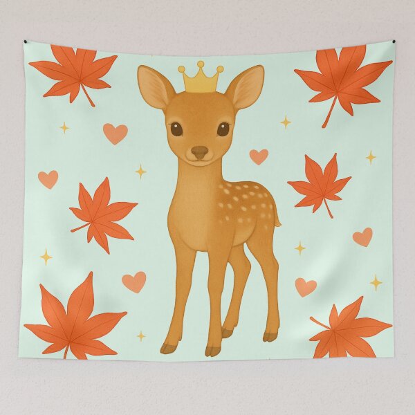 Item preview, Fawn with Autumn Maple Leaves - Mint designed and sold by HIMEKARI.