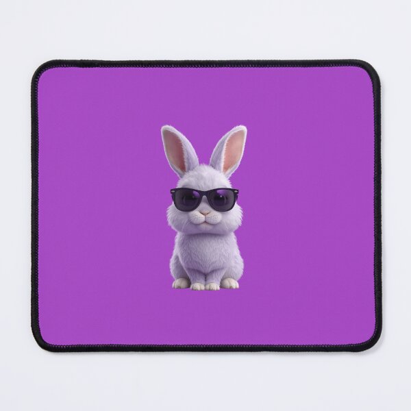 Item preview, Cool Bunny Portrait with Lavender Fur and Sunglasses in Realistic 3D Style on Vibrant Purple Background designed and sold by PixelVibe782.