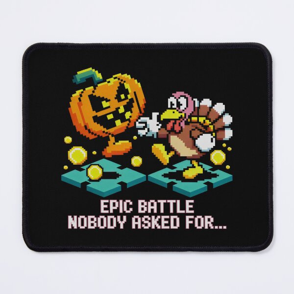 Item preview, Pixel Arcade Holiday Battle with Pumpkin, Turkey, and Coins designed and sold by SplashTastic.