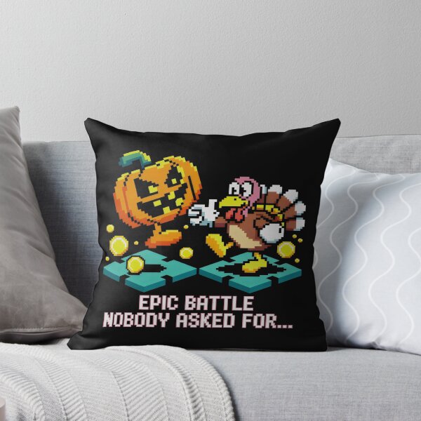 Item preview, Pixel Arcade Holiday Battle with Pumpkin, Turkey, and Coins designed and sold by SplashTastic.