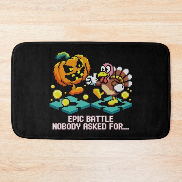 Item preview, Pixel Arcade Holiday Battle with Pumpkin, Turkey, and Coins designed and sold by SplashTastic.
