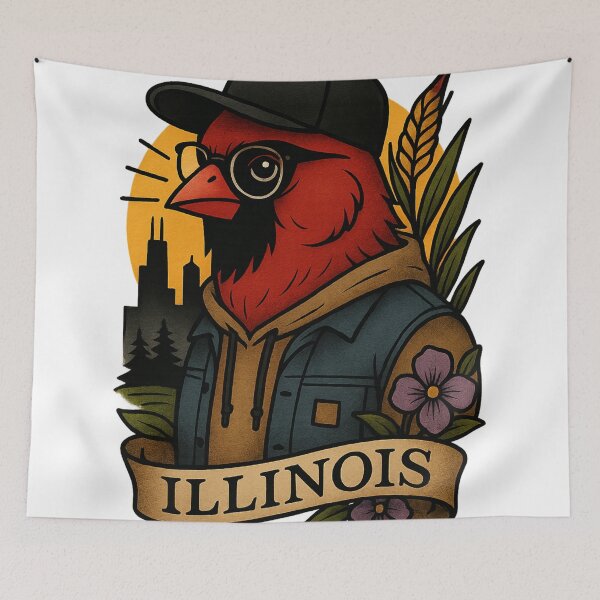 Item preview, Illinois Cardinal Hipster – Fifty Nifty Collection designed and sold by Zippitydodads.