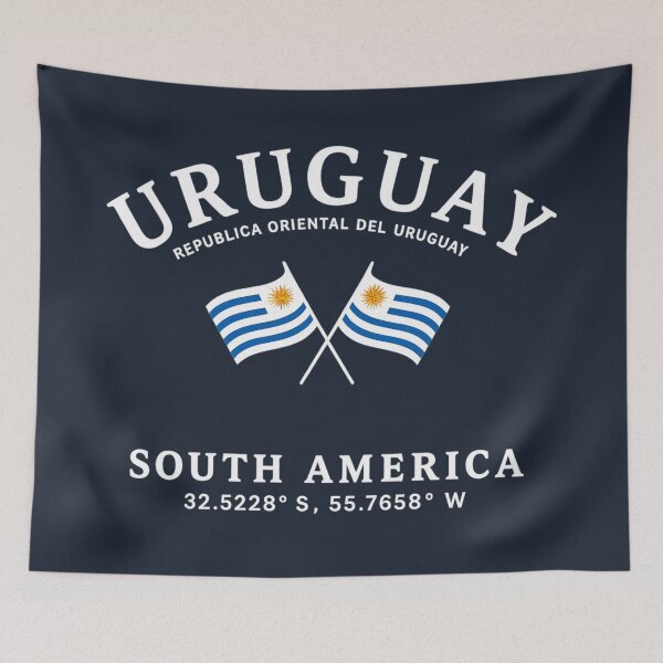 Item preview, Uruguay Crossed Flags Vintage College Style Design designed and sold by CleanQuotes.