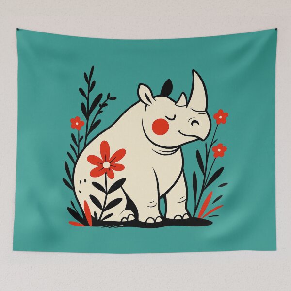 Item preview, Happy Rhino Funny Animal designed and sold by NosandEdgy.