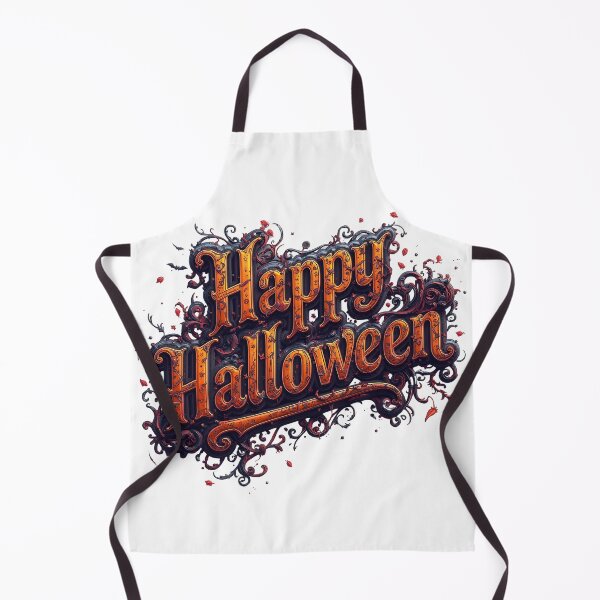Item preview, ack-o'-lantern and wooden sign with the words happy halloween surrounded by autumn leaves and illuminated by warm lights designed and sold by PWDigitalArt.