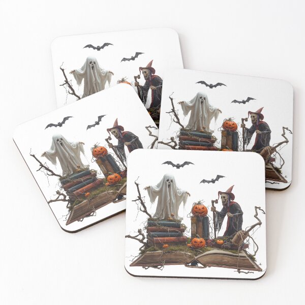 Item preview, Halloween Book Stack Illustration Spooky Autumn Reading Art with Pumpkins designed and sold by PWDigitalArt.