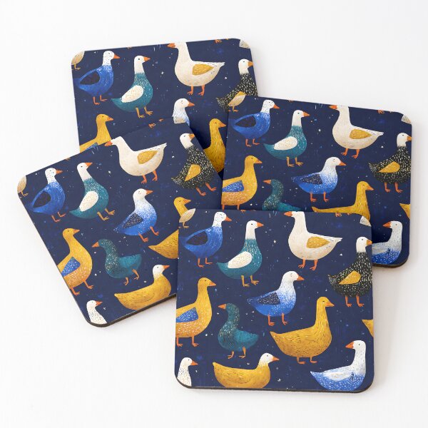 Item preview, WALLPAPER PATTERN OF COLORFUL DUCKS ON A BLUE BACKGROUND designed and sold by infinitearte.
