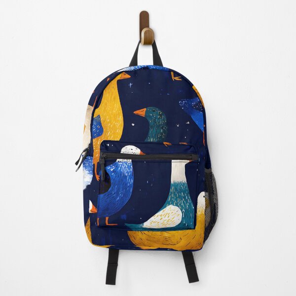 Item preview, WALLPAPER PATTERN OF COLORFUL DUCKS ON A BLUE BACKGROUND designed and sold by infinitearte.