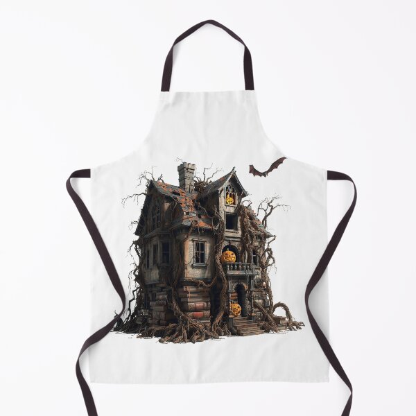 Item preview, Spooky haunted house with bats, pumpkins, and a dark, scary sky on a Halloween night designed and sold by PWDigitalArt.