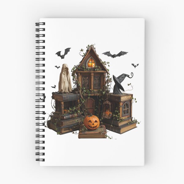 Item preview, Cheerful ghost wearing witch hat with pumpkins and bats Halloween designed and sold by PWDigitalArt.
