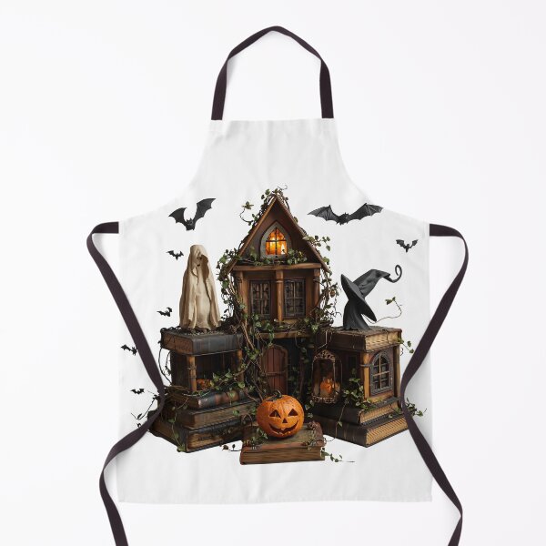 Item preview, Cheerful ghost wearing witch hat with pumpkins and bats Halloween designed and sold by PWDigitalArt.