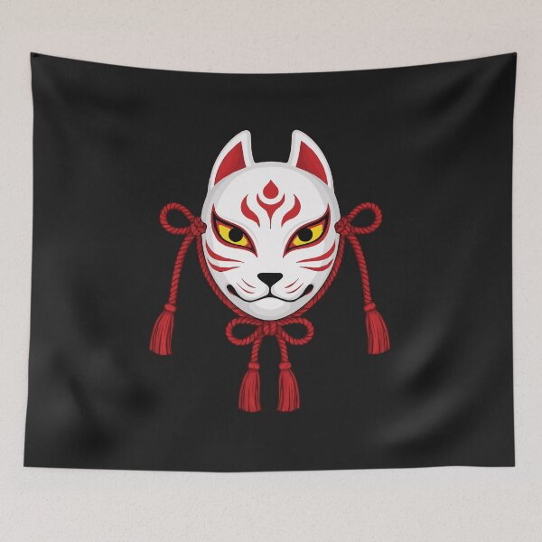 Item preview, Kitsune Mask with Tassels - Fiery Fox Spirit Japanese Folklore Art designed and sold by Re:Creator.