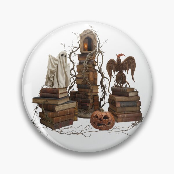 Item preview, Halloween ghosts with funny pumpkin on orange background. Happy Halloween holiday concept. designed and sold by PWDigitalArt.