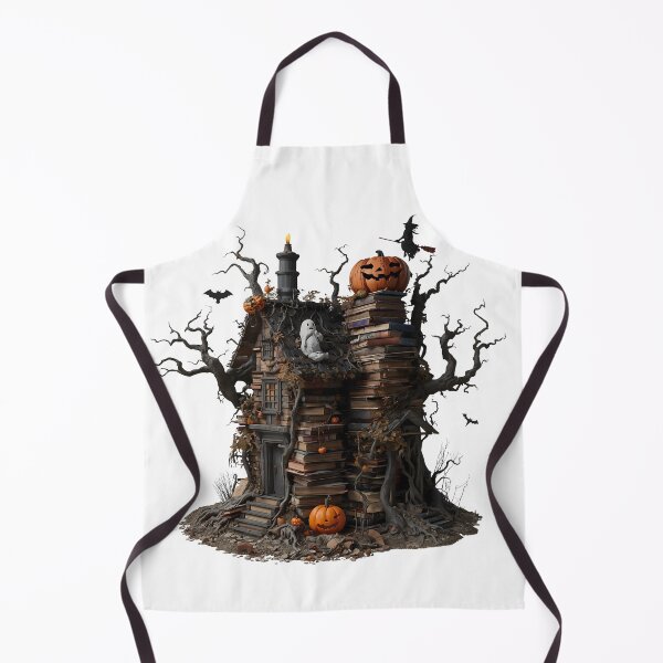 Item preview, Haunted House on a Hill Surrounded by Pumpkins and Bats with Glowing Windows designed and sold by PWDigitalArt.