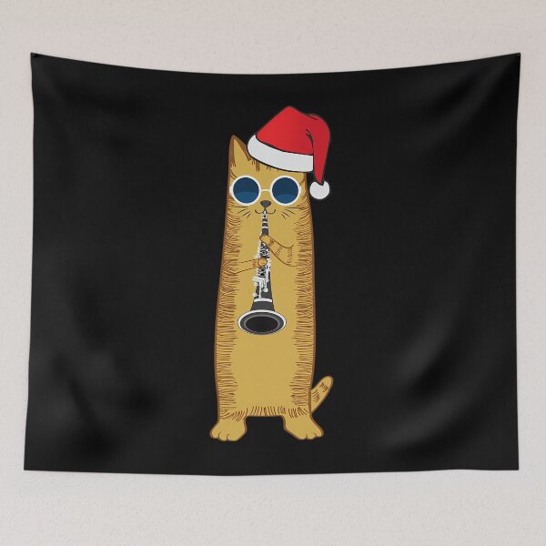 Item preview, Cool Hipster Cat Playing The Clarinet For Christmas 		 designed and sold by tigomofaedoa.