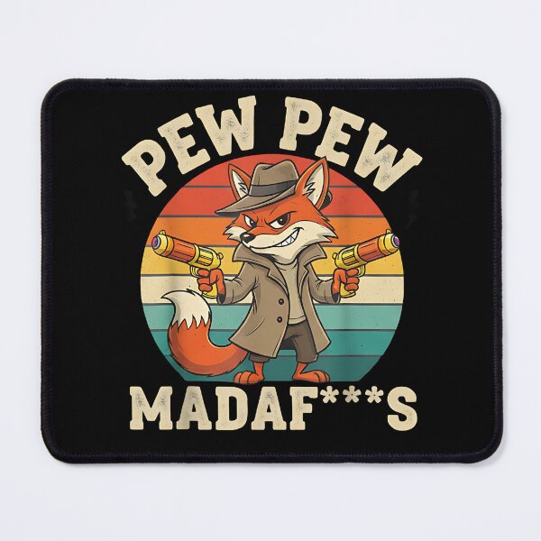 Item preview, Pew Pew Funny Fox Meme Retro Vintage Humor Design designed and sold by Evolved Ape.