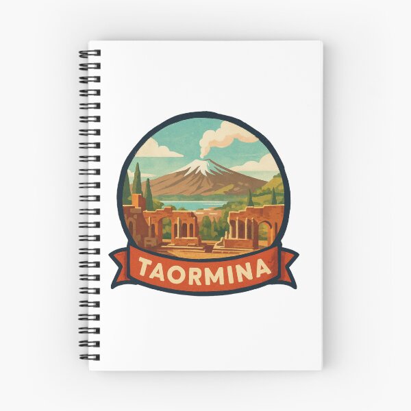 Item preview, Taormina Sicily Travel Poster – Greek Theatre & Mount Etna Vintage Design designed and sold by The Digital Compass.
