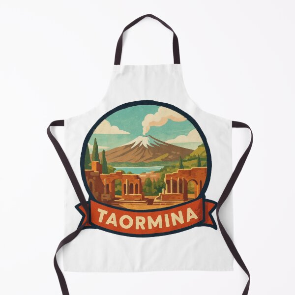 Item preview, Taormina Sicily Travel Poster – Greek Theatre & Mount Etna Vintage Design designed and sold by The Digital Compass.