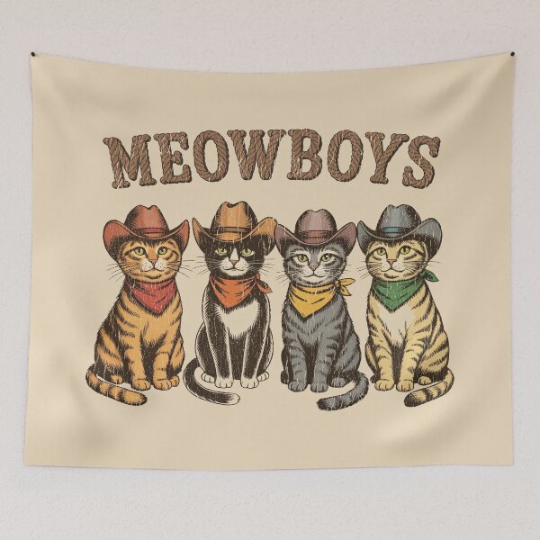 Item preview, Meowboys Cowboy Cats Funny Western Vintage Kitties designed and sold by Eh Plus Designs.