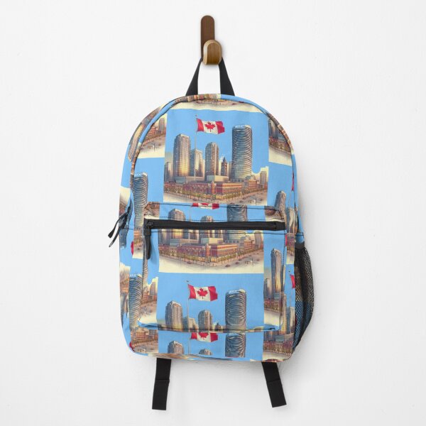 Item preview, Mississauga Downtown 3D Sketch – Daytime Skyline with Canadian Flag, designed and sold by PaintMeWorld.