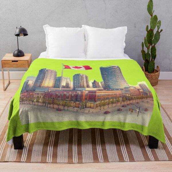 Item preview, Mississauga Downtown 3D Sketch – Daytime Skyline with Canadian Flag, designed and sold by PaintMeWorld.