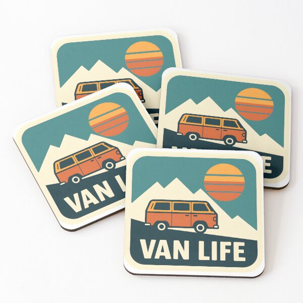 Item preview, Van Life Retro Mountain Badge — Orange Vintage Camper designed and sold by MisterHelmut.