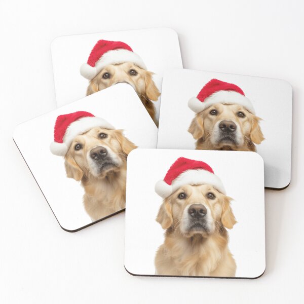 Item preview, Golden Retriever dog with Christmas Hat – Festive Golden Retriever Xmas Design designed and sold by LazyOwlStore.