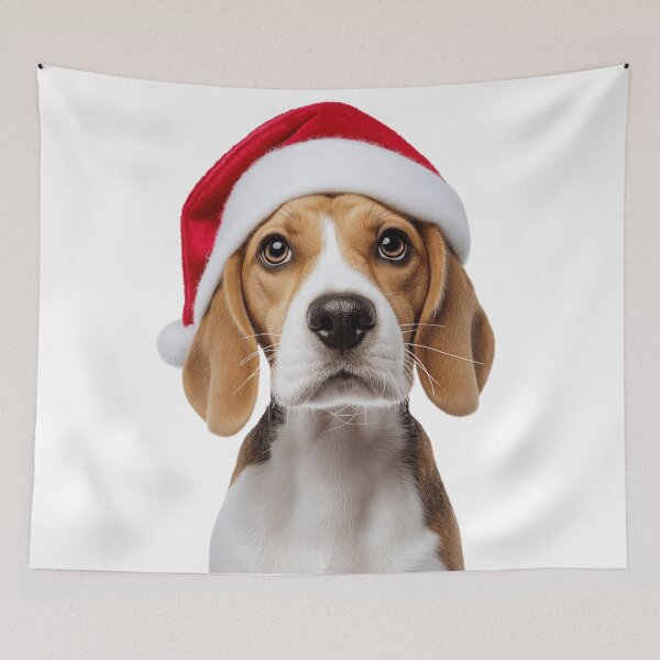 Item preview, Beagle dog with Christmas Hat – Festive Beagle Xmas Design designed and sold by LazyOwlStore.