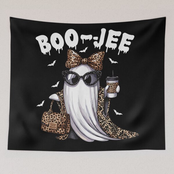 Item preview, Funny Boo JEE Ghost Leopard Print Spooky Vibes Halloween Women T-Shirt designed and sold by HarinDonreka.