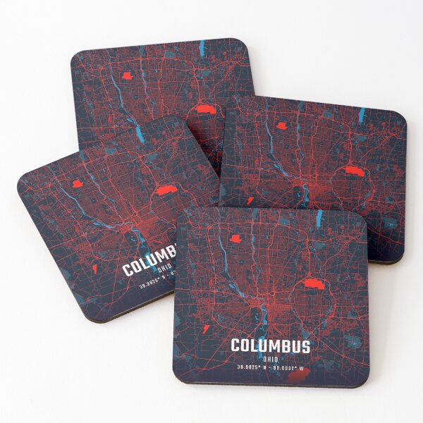 Item preview, Columbus Red & Blue Minimalist Map designed and sold by HomeLivingCo.