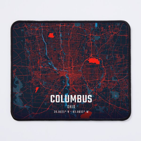 Item preview, Columbus Red & Blue Minimalist Map designed and sold by HomeLivingCo.