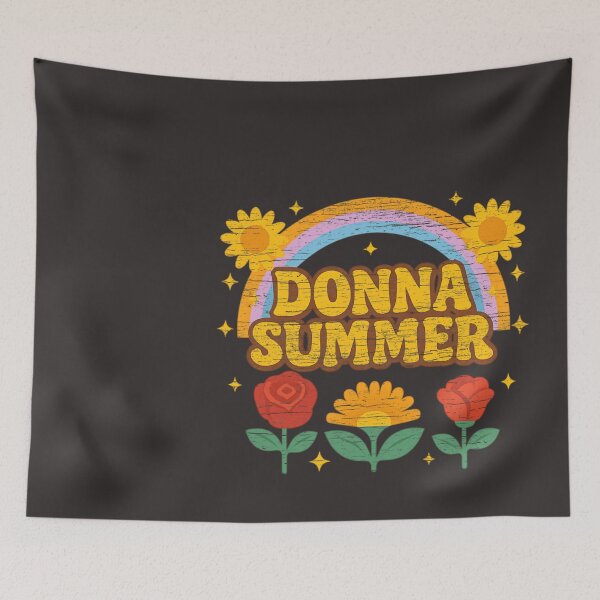 Item preview, Retro Rainbow and Flowers Donna Summer Design For Disco Fans Gift For Vintage Music Lovers designed and sold by LindaERiley.