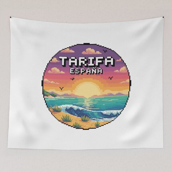Item preview, Tarifa España – Diseño de playa costera con puesta de sol en pixel art designed and sold by CircinusStore.