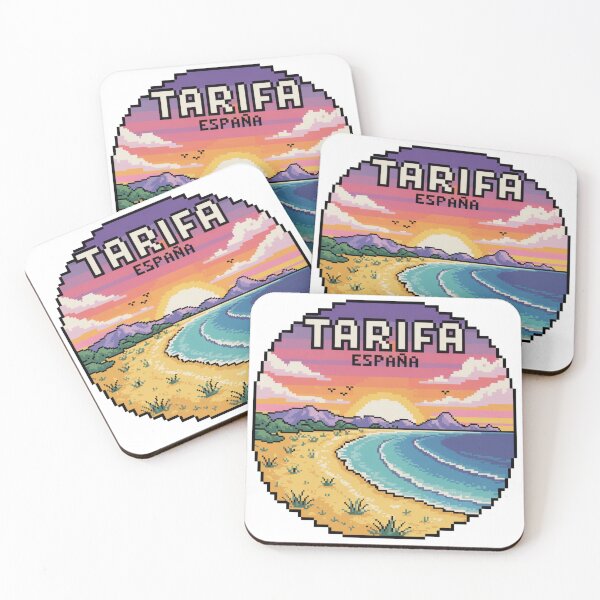 Item preview, Tarifa España – Escena de playa al atardecer en pixel art, calcomanía retro de viaje costero designed and sold by CircinusStore.