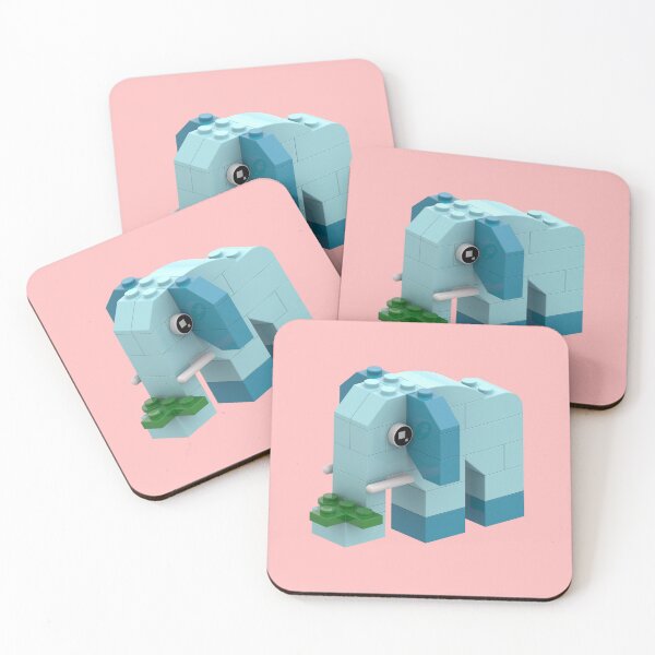 Item preview, Cute blue baby elephant made of bricks designed and sold by Brickification.