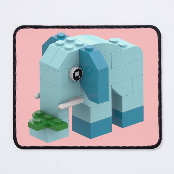 Item preview, Cute blue baby elephant made of bricks designed and sold by Brickification.