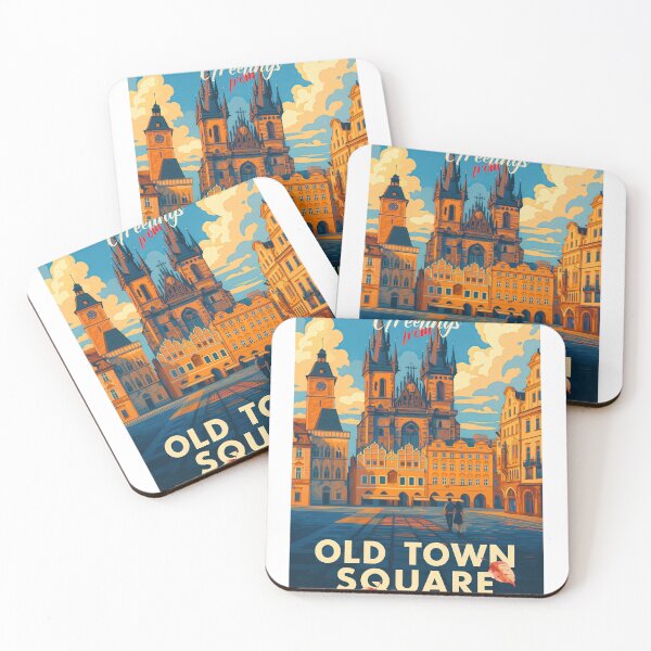 Item preview, Greetings from PRAGUE Old Town Square – Autumn Card Vintage Travel designed and sold by Earth Celebration Designs.