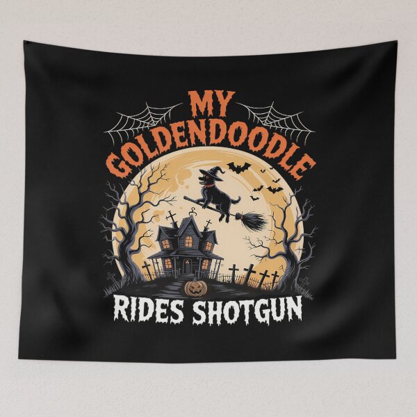 Item preview, My Goldendoodle Rides Shotgun Goldendoodle Dog Halloween designed and sold by Sunset4Bones.