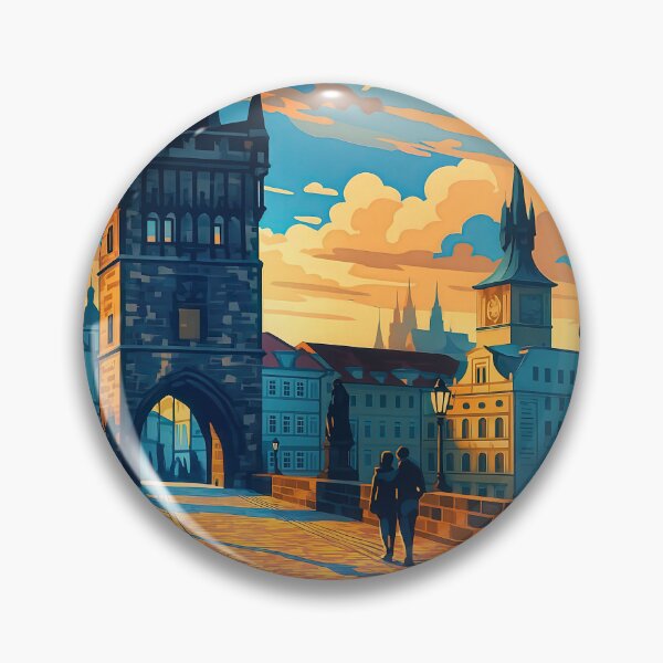 Item preview, Greetings from Prague Charles Bridge – Autumn Card Vintage Travel designed and sold by Earth Celebration Designs.