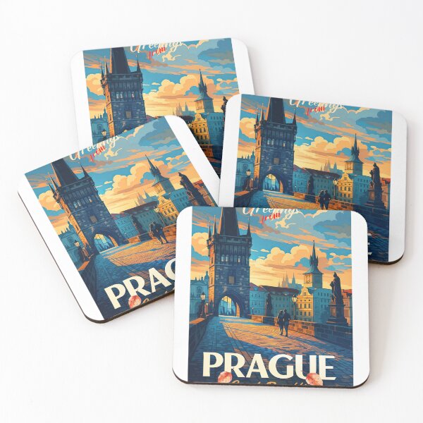 Item preview, Greetings from Prague Charles Bridge – Autumn Card Vintage Travel designed and sold by Earth Celebration Designs.