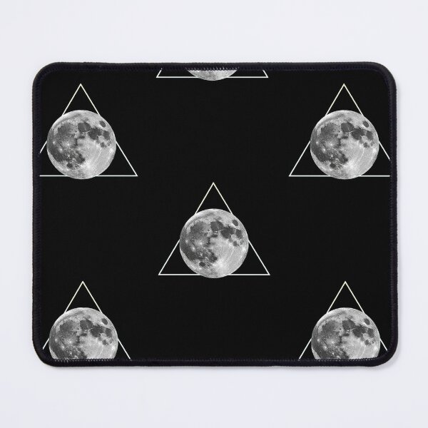Item preview, Realistic Moon with Neon Triangle Glow in Minimalist Cosmic Design designed and sold by PixelVibe782.
