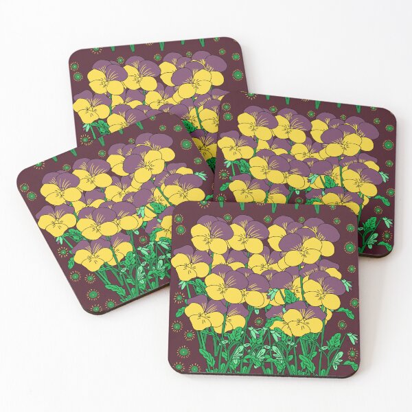 Item preview, Vibrant Yellow and Purple Pansies Floral Pattern | Cute leaves and flowers  designed and sold by Swati's Digital Den.