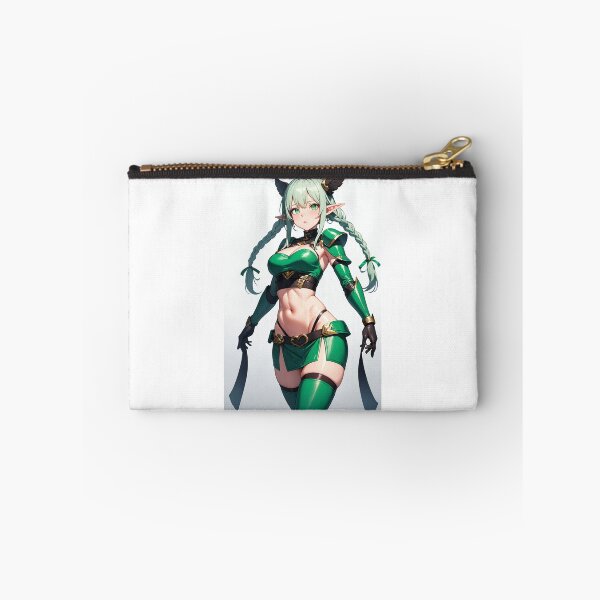 Item preview, Emerald War-Elf: Fantasy Girl in Green Armor with Braids and Abs designed and sold by iloveanimechibi.