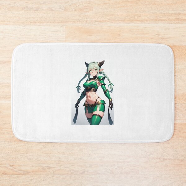 Item preview, Emerald War-Elf: Fantasy Girl in Green Armor with Braids and Abs designed and sold by iloveanimechibi.