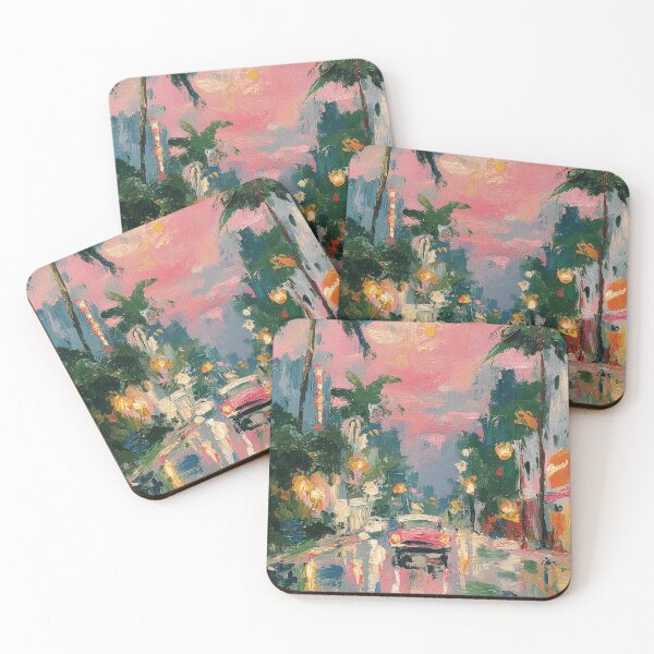 Item preview, Miami Impressionism Street at Sunset designed and sold by ArtHouseNiklas.
