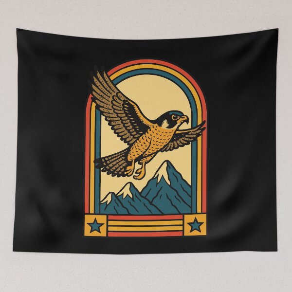 Item preview, Peregrine Falcon Soaring Over Mountains Artwork designed and sold by LuminOrb.