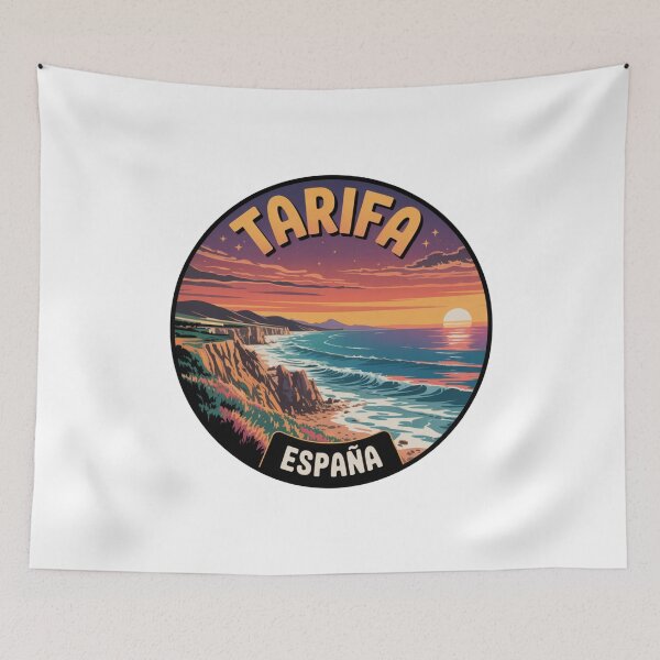 Item preview, Tarifa España – Vista costera del acantilado al atardecer retro designed and sold by CircinusStore.