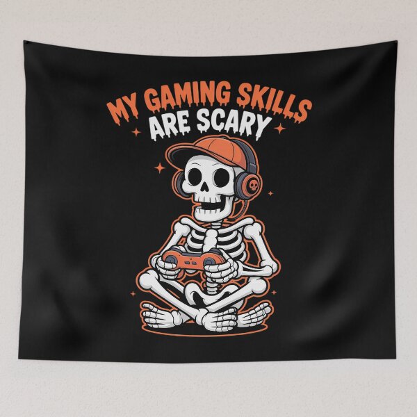 Item preview, Funny Halloween Skeleton Gamer Video Gaming designed and sold by Sunset4Bones.