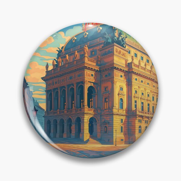 Item preview, Greetings from PRAGUE National Theatre – Autumnal Vintage Travel Poster designed and sold by Earth Celebration Designs.