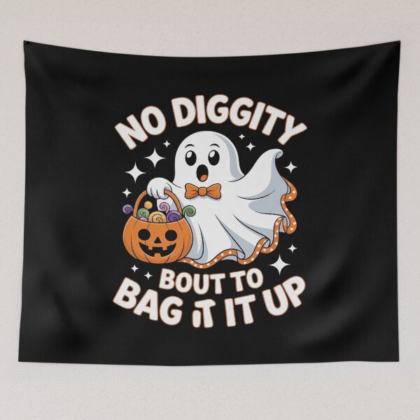 Item preview, No Diggity Bout To Bag It Up Cute Ghost Halloween designed and sold by DrewLeuschke.